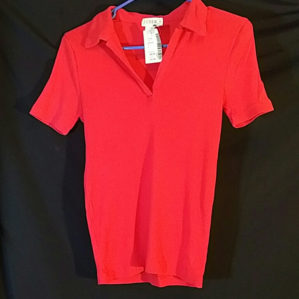 J Crew red short sleeve  Polo size small nwt